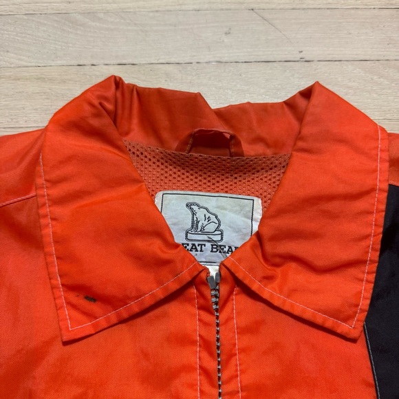 Vintage 90s Great Bear Orange Black Stripe Windbreaker Jacket Mens M Retro - Picture 4 of 15
